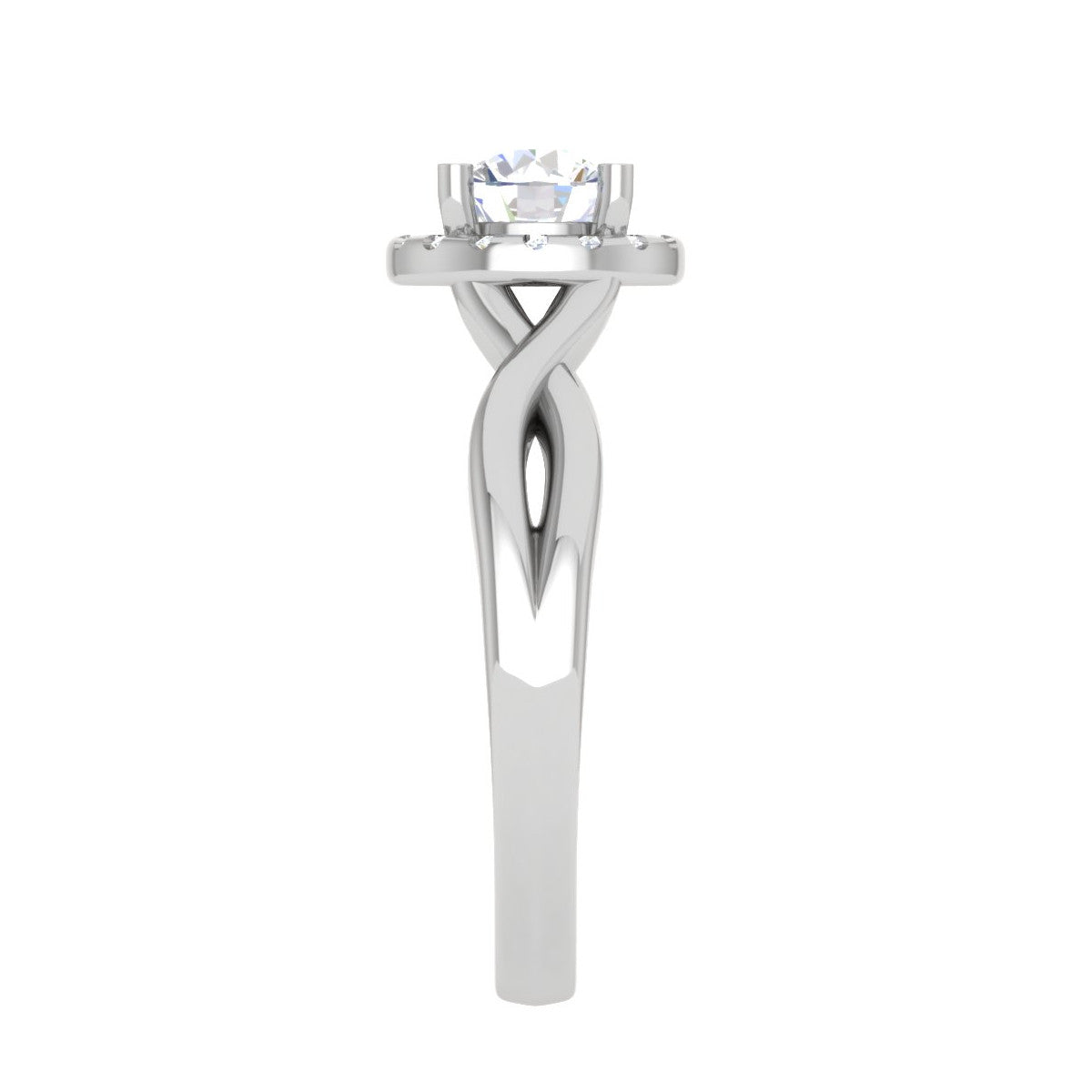 50-Pointer Lab Grown Diamond Solitaire Halo Diamond Platinum Twisted Shank Ring JL PT LG G WB6003E