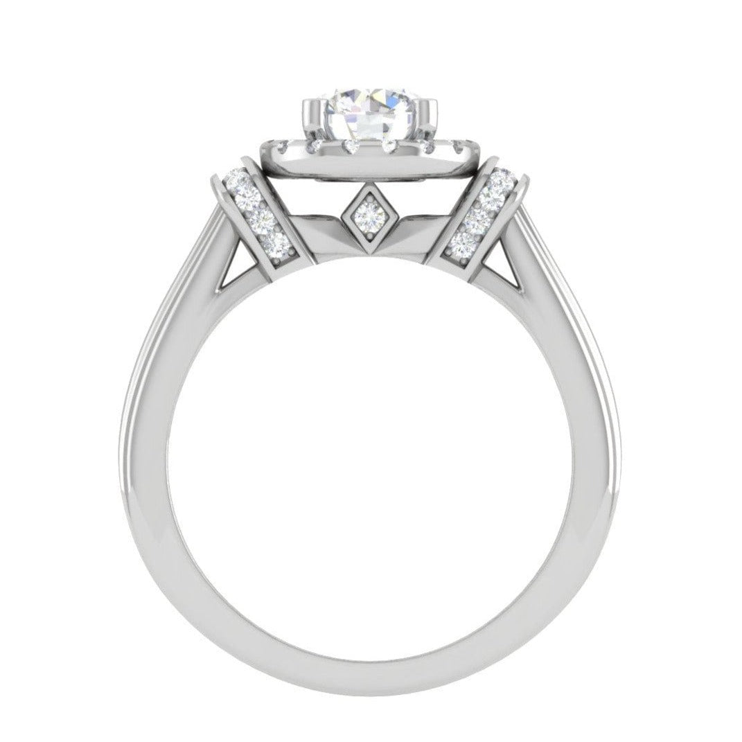 1.50-Carat Lab Grown Solitaire Halo Diamond Platinum Engagement Ring JL PT LG G WB5996E-C