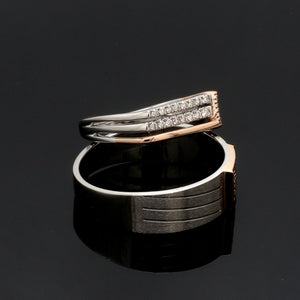 Parallel Paths Platinum Couple Rings with Rose Gold & Diamonds JL PT 966