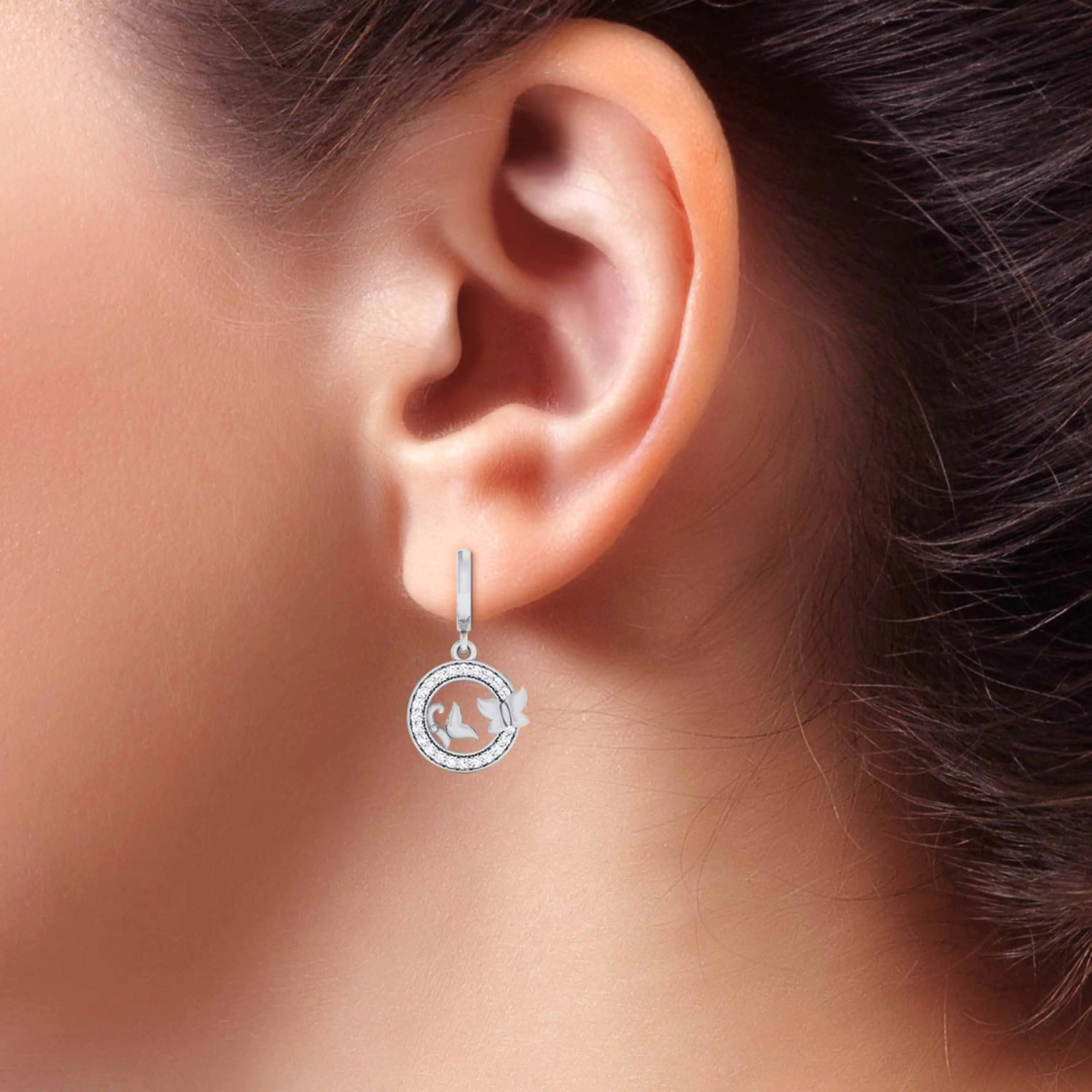 3 Butterfly Circle Platinum with Diamond Pendant Set JL PT P 6225   Jewelove.US