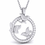 Load image into Gallery viewer, 3 Butterfly Circle Platinum with Diamond Pendant Set JL PT P 6225   Jewelove.US
