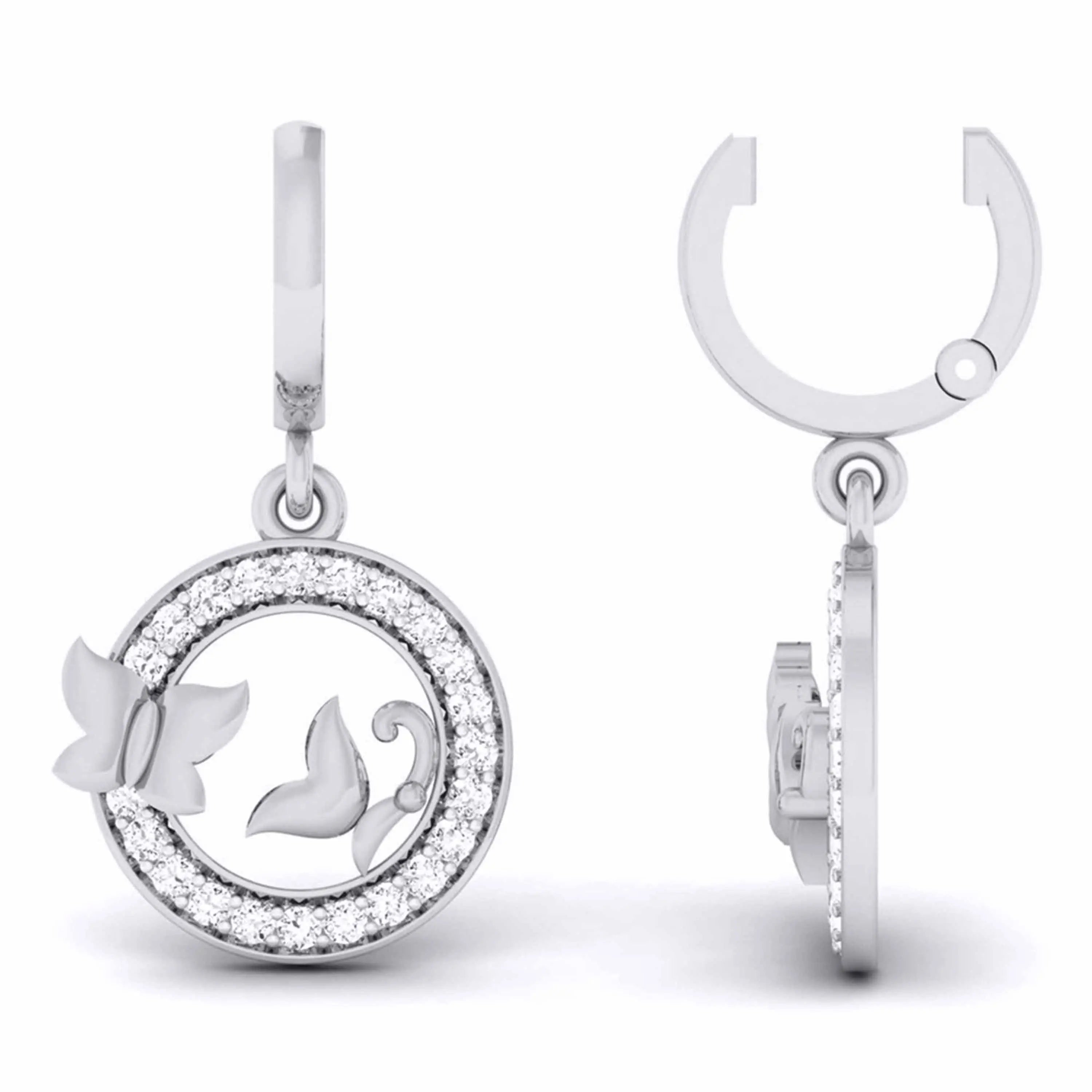 3 Butterfly Circle Platinum with Diamond Pendant Set JL PT P 6225   Jewelove.US