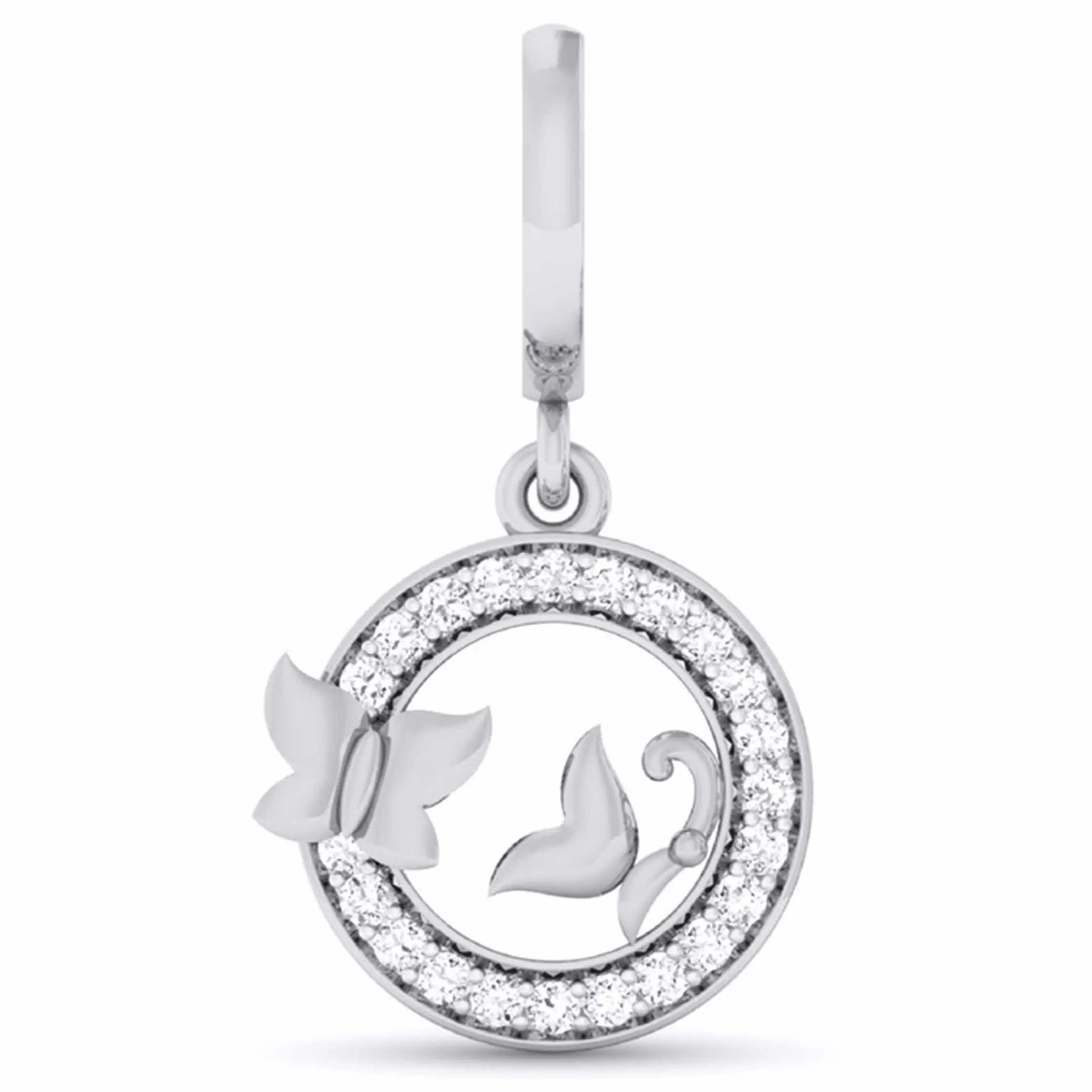 3 Butterfly Circle Platinum with Diamond Pendant Set JL PT P 6225   Jewelove.US
