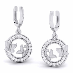 3 Butterfly Circle Platinum with Diamond Pendant Set JL PT P 6225  Earrings Jewelove.US