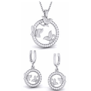 3 Butterfly Circle Platinum with Diamond Pendant Set JL PT P 6225  Pendant-Set Jewelove.US
