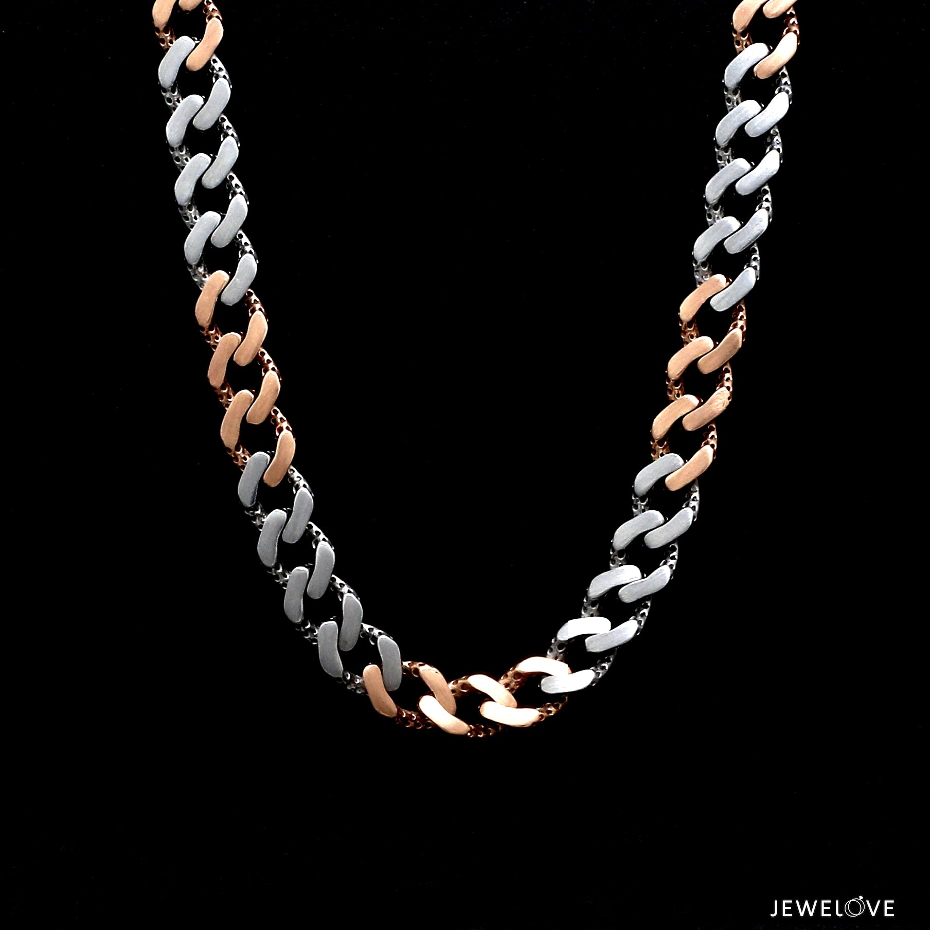 Platinum Rose Gold Chain with Matte & Hi-Polish for Men JL PT CH 1268   Jewelove.US