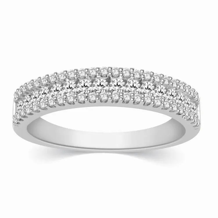 3 Row Half Eternity Diamond Ring in Platinum JL PT 329  VVS-GH Jewelove