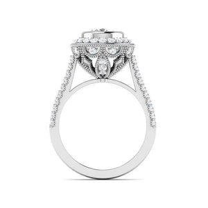1-Carat Platinum Shank Halo Solitaire Engagement Ring JL PT 6635