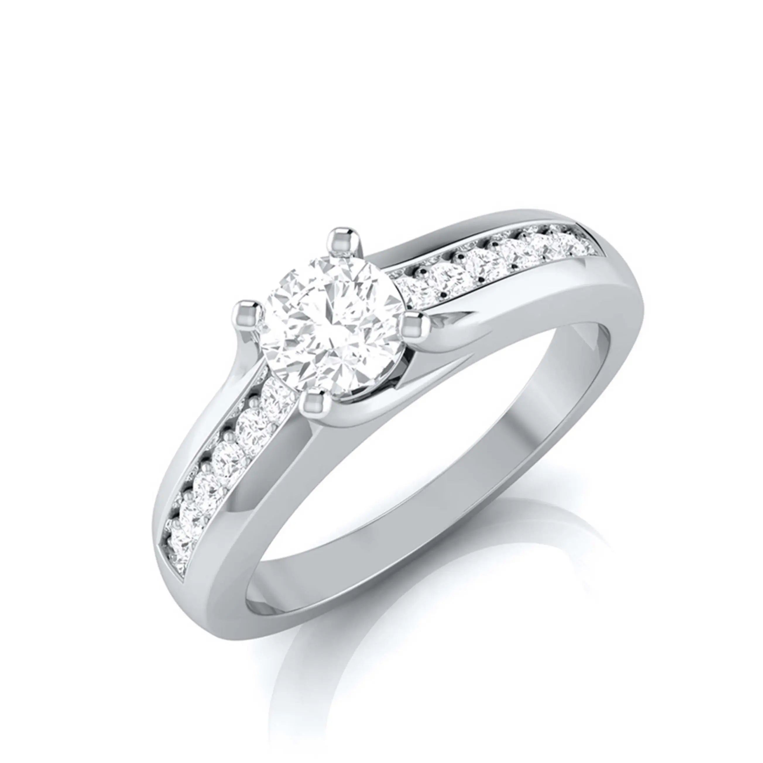 30-Pointer Platinum Solitaire Engagement Ring for Women with Accent Diamonds JL PT G 119   Jewelove.US