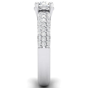 30 Pointer Platinum Solitaire Engagement Ring with 3 Row Diamonds JL PT 462   Jewelove