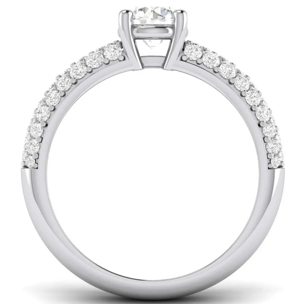30 Pointer Platinum Solitaire Engagement Ring with 3 Row Diamonds JL PT 462   Jewelove