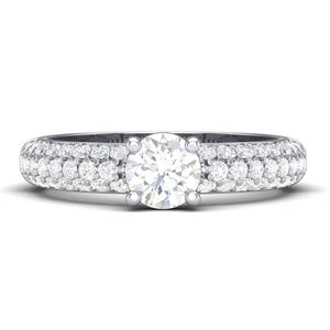 30 Pointer Platinum Solitaire Engagement Ring with 3 Row Diamonds JL PT 462  G-VVS Jewelove