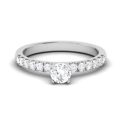 50-Pointer Lab Grown Platinum Solitaire Engagement Ring with Diamond Shank for Women JL PT LG G 479