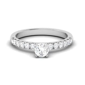 50-Pointer Lab Grown Platinum Solitaire Engagement Ring with Diamond Shank for Women JL PT LG G 479