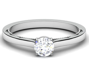 30 Pointer Platinum Solitaire Engagement Ring with Milgrain Finish JL PT 6576   Jewelove.US