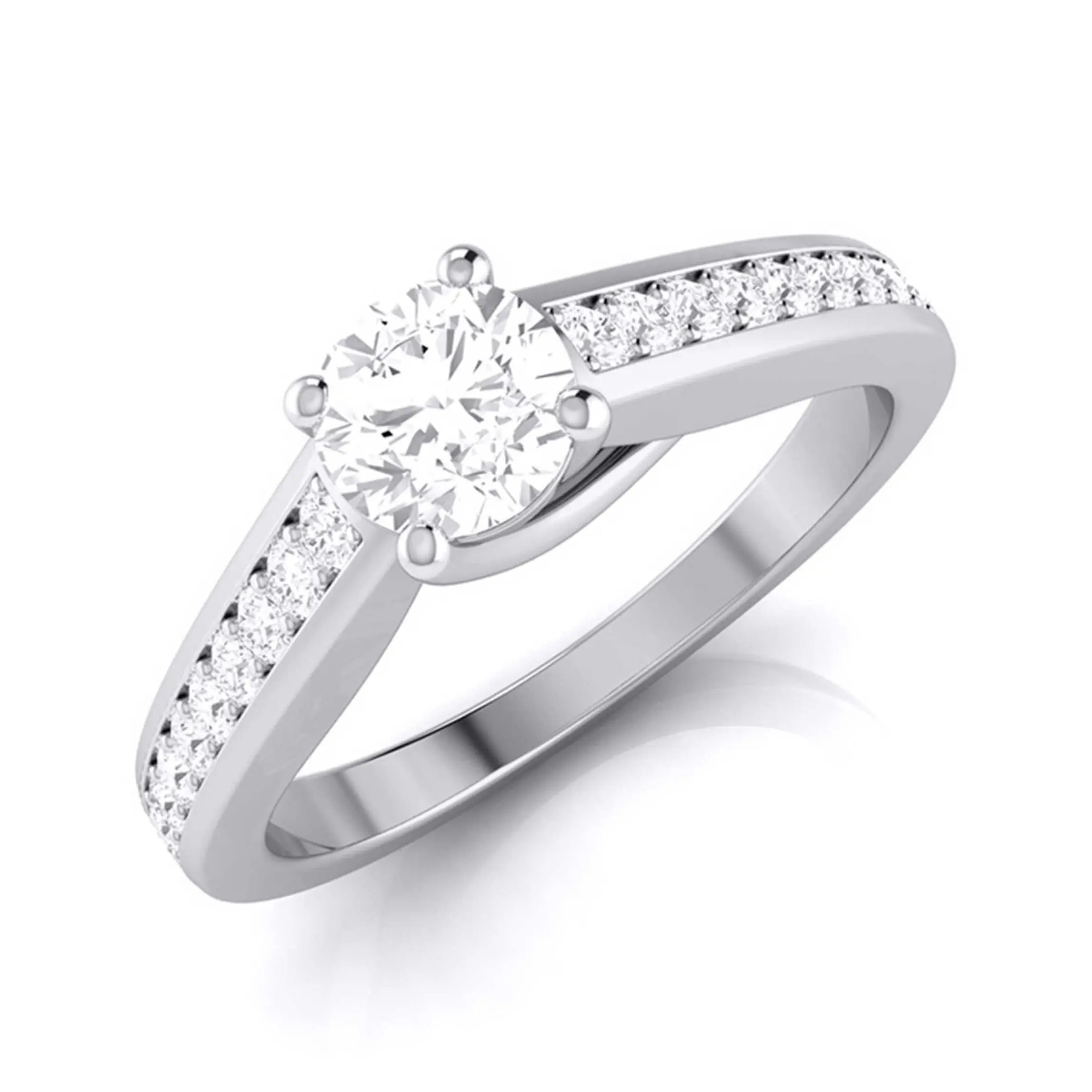 30-Pointer Raised Solitaire Platinum Diamond Shank Engagement Ring JL PT G 120   Jewelove.US