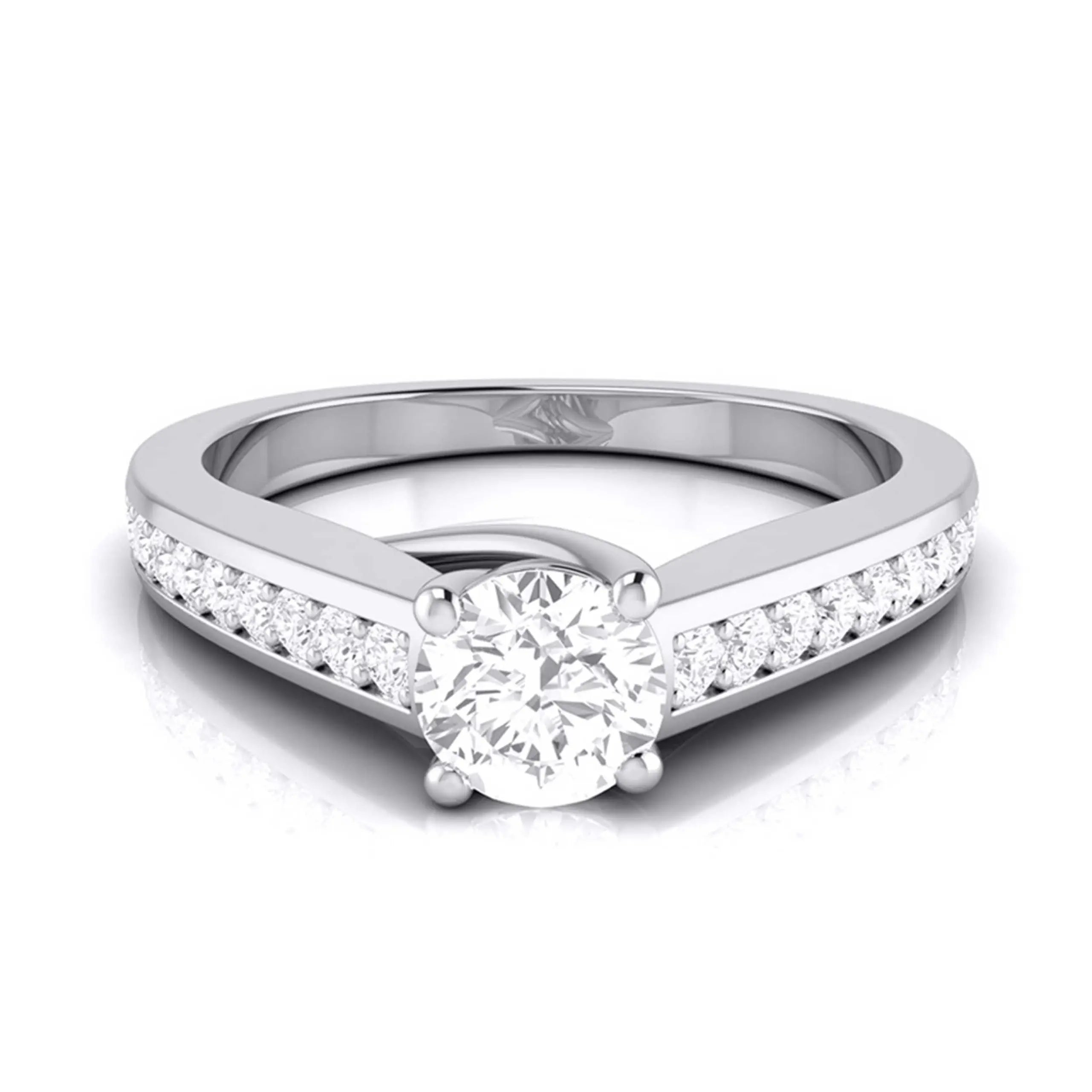 30-Pointer Raised Solitaire Platinum Diamond Shank Engagement Ring JL PT G 120   Jewelove.US