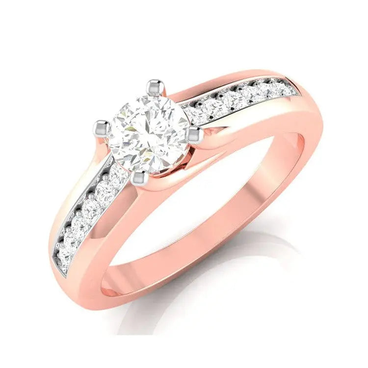 30-Pointer Solitaire 18K Rose Gold Ring with Diamond Accents JL AU G 119R   Jewelove.US