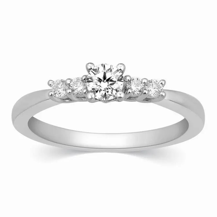 30 Pointer Solitaire Platinum Ring with Diamond Accents for Women JL PT 323   Jewelove