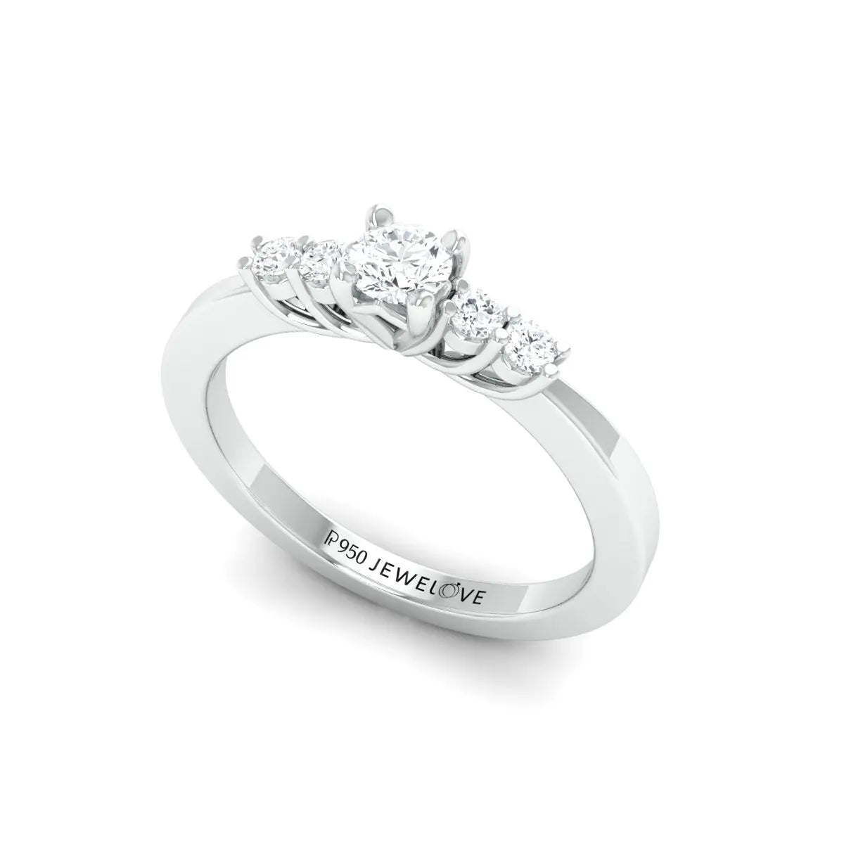 30 Pointer Solitaire Platinum Ring with Diamond Accents for Women JL PT 323   Jewelove