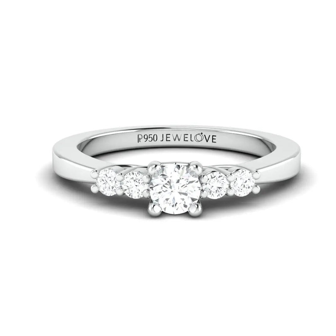 30 Pointer Solitaire Platinum Ring with Diamond Accents for Women JL PT 323   Jewelove