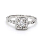 Load image into Gallery viewer, 30 Pointer Square Halo Diamond Shank Platinum Engagement Ring JL PT 617   Jewelove.US
