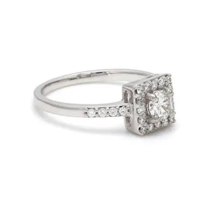 30 Pointer Square Halo Diamond Shank Platinum Engagement Ring JL PT 617   Jewelove.US