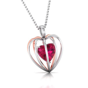 3D Pendant Locked Heart Platinum & Rose Gold with Ruby JL PT P 8072   Jewelove.US
