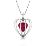 Load image into Gallery viewer, 3D Pendant Locked Heart Platinum &amp; Rose Gold with Ruby JL PT P 8072   Jewelove.US
