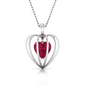 3D Pendant Locked Heart Platinum & Rose Gold with Ruby JL PT P 8072   Jewelove.US