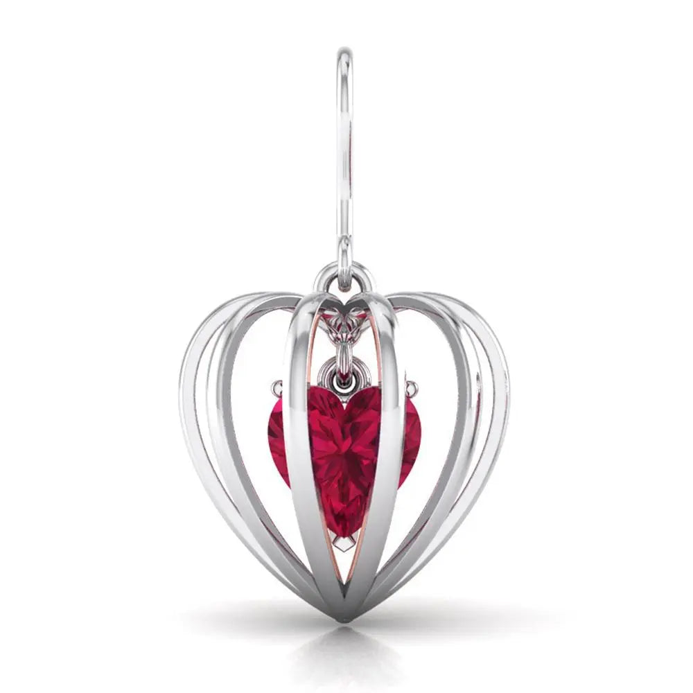 3D Pendant Locked Heart Platinum & Rose Gold with Ruby JL PT P 8072   Jewelove.US