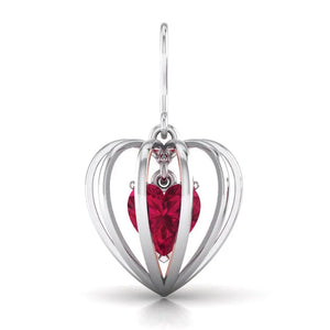 3D Pendant Locked Heart Platinum & Rose Gold with Ruby JL PT P 8072   Jewelove.US
