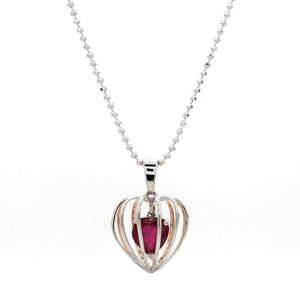 3D Pendant Locked Heart Platinum & Rose Gold with Ruby JL PT P 8072   Jewelove.US