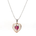 Load image into Gallery viewer, 3D Pendant Locked Heart Platinum &amp; Rose Gold with Ruby JL PT P 8072   Jewelove.US

