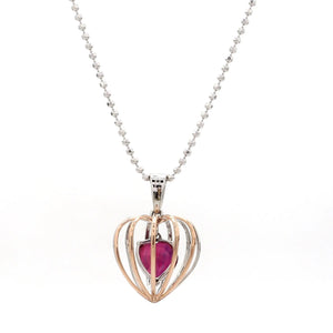 3D Pendant Locked Heart Platinum & Rose Gold with Ruby JL PT P 8072   Jewelove.US