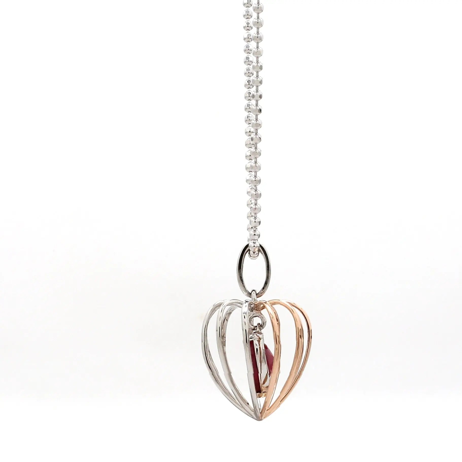3D Pendant Locked Heart Platinum & Rose Gold with Ruby JL PT P 8072   Jewelove.US