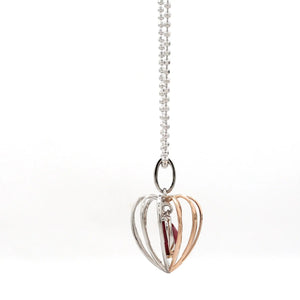 3D Pendant Locked Heart Platinum & Rose Gold with Ruby JL PT P 8072   Jewelove.US