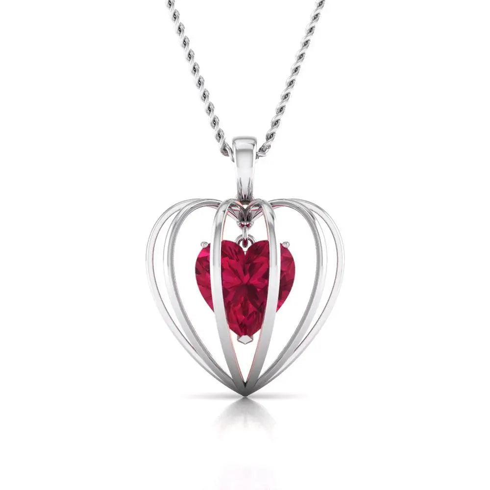 3D Pendant Set Platinum of Rose Heart Pendant Set with Diamonds JL PT P 8072   Jewelove.US
