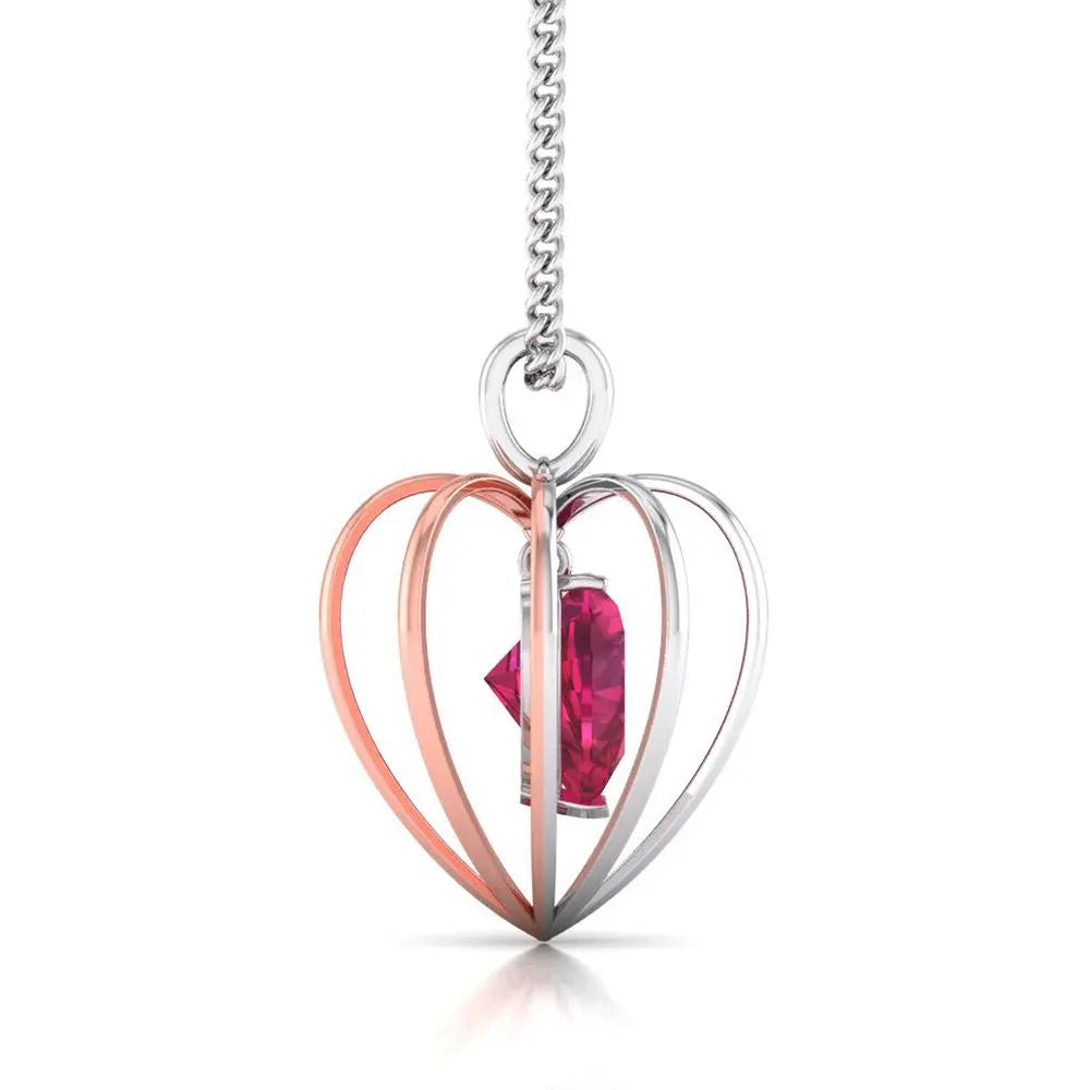3D Pendant Set Platinum of Rose Heart Pendant Set with Diamonds JL PT P 8072   Jewelove.US