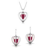Load image into Gallery viewer, 3D Pendant Set Platinum of Rose Heart Pendant Set with Diamonds JL PT P 8072  Rose-Gold Jewelove.US
