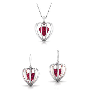 3D Pendant Set Platinum of Rose Heart Pendant Set with Diamonds JL PT P 8072  Rose-Gold Jewelove.US