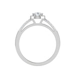 Load image into Gallery viewer, 70-Pointer Pear Cut Solitaire Halo Diamond Shank Platinum Ring JL PT SF1749-B   Jewelove.US

