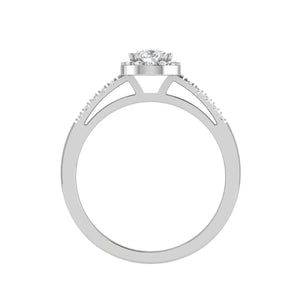70-Pointer Pear Cut Solitaire Halo Diamond Shank Platinum Ring JL PT SF1749-B   Jewelove.US