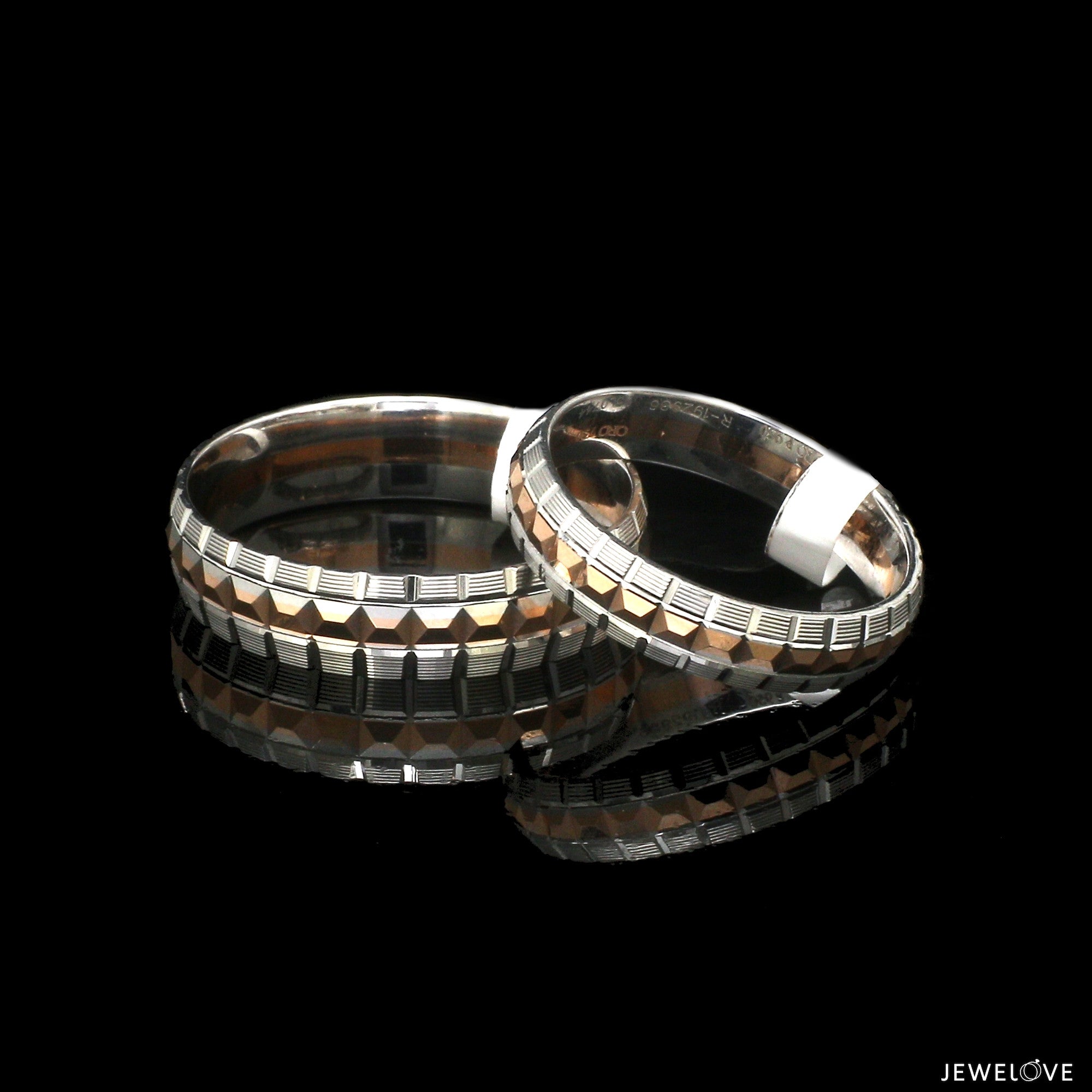 Platinum Love Bands with Rose Gold Ring JL PT 1418
