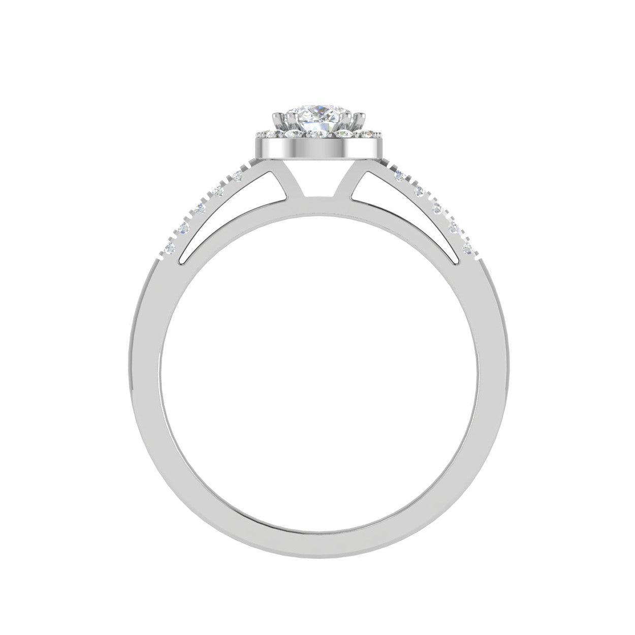 50-Pointer Pear Cut Solitaire Halo Diamond Shank Platinum Ring JL PT SF1749-A   Jewelove.US