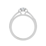 Load image into Gallery viewer, 50-Pointer Pear Cut Solitaire Halo Diamond Shank Platinum Ring JL PT SF1749-A   Jewelove.US
