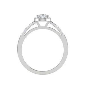 50-Pointer Pear Cut Solitaire Halo Diamond Shank Platinum Ring JL PT SF1749-A   Jewelove.US