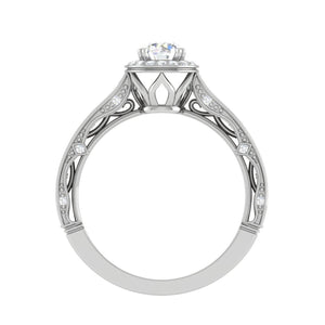 1-Carat Solitaire Halo Diamond Shank Platinum Ring for Women JL PT RV RD 137-D