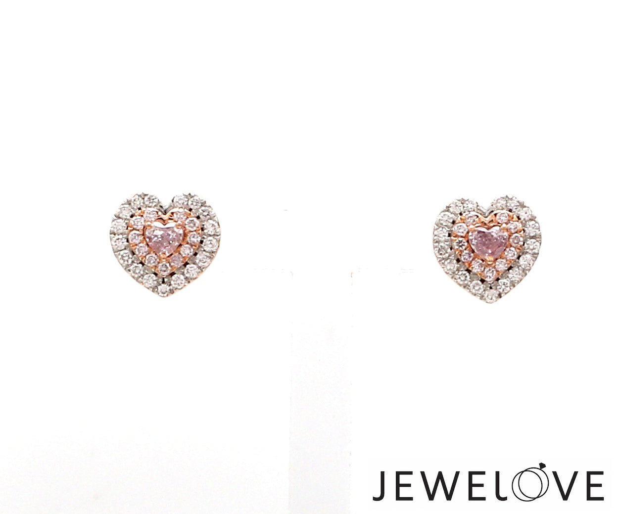 18K Rose Gold Heart Earrings with Pink & White Diamond JL AU PD 102   Jewelove.US