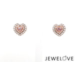 Load image into Gallery viewer, 18K Rose Gold Heart Earrings with Pink &amp; White Diamond JL AU PD 102   Jewelove.US
